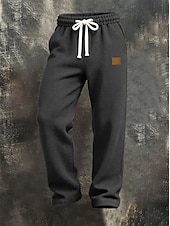 baratos Perna Reta-Homens Calças Esportivas Calças Calça Waffle Com Cordão Bolsos Cintura elástica Tecido Conforto Diário Esportes Moda Casual Marron Escuro Preto Micro-Elástica
