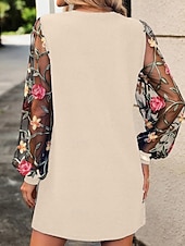 cheap Mini Black Dress-Women's Mini Dress Casual Dress T Shirt Dress Tee Dress Print Dress Modern Daily Outdoor Vacation Regular Fit Floral Long Sleeve Crew Neck Blue Black Apricot Summer Spring