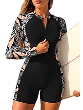 economico Rash Guards Interi-Per donna Top sottomuta Costume da surf intero Costume da bagno Floreale Tropicale Color-blocking Con zip con reggiseno incorporato Imbottitura rimovibile Protezione Solare UV UPF50+ Ultra Leggero