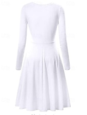 cheap Sweatshirt &amp; Hoodie Dresses-Women's Midi Dress Hoodie Dress T Shirt Dress Tee Dress Elegant Modern Daily Outdoor Vacation Loose Fit Plain Long Sleeve Crew Neck Black White Yellow Wine Spring Fall