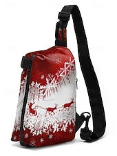 cheap Graphic Print Bags-Men's Christmas Sling Bag - Multiple Fun Patterns, Santa, Reindeer &amp; Gingerbread Designs, Adjustable Strap, Perfect for Holiday Gifts, Casual Wear and Festive Occasions.