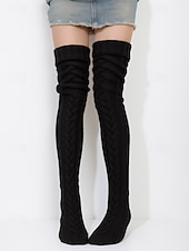 cheap Women's Socks-Women's Acrylic Knit Over-the-Knee Socks - Soft, Warm, Perfect for Christmas, Available in Multiple Sizes