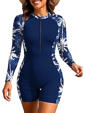 Χαμηλού Κόστους Rash Guards One Pieces-Γυναικεία Προστατευτικά Ολόσωμη φόρμα για σέρφινγκ Μαγιό Τροπικό Αποκλεισμός χρωμάτων Κουμπώσου με ενσωματωμένο σουτιέν Αφαιρούμενη επένδυση Προστασία από τον ήλιο UV UPF50+ Πολύ Ελαφρύ (UL)