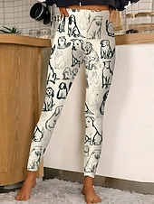 ieftine -Pentru femei Jambiere Colanți confortabili Vacanță Casual Lungime totală Talie Înaltă Grafic Pisica Imprimare Comfortabil Strech Casual Zilnic Vacanță Alb Primăvară Toamnă Slim Fit