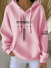 economico Umor e Citazioni Felpe-Per donna Felpa con cappuccio Grafico Lettera Casual Manica Lunga Con Cappuccio Top Regolari Casuale Abbigliamento Quotidiano Sportivo Blu Nero Rosa Rosso Autunno Inverno