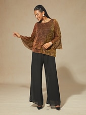  Naisten Pusero Sifonki Topit Pitsi Topit Rypytetty Kimallus Yhtenäinen väri Tyylikäs 3/4 hiha Tiukka pyöreä kaula-aukko Häävieras Pyhäpäivä Portofino-appelsiini Kesä Kevät Syksy