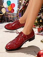 economico Scarpe oxford da donna-scarpe oxford da donna con motivo coccodrillo verde – classiche scarpe eleganti con lacci per occasioni formali, di lavoro e di festa