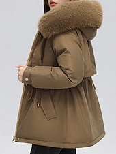 economico Capispalla da donna-Per donna Giacca imbottita Giacca in Pile Cappotto in Pelliccia Sintetica Caldo Confortevole Cerniera Bottoni Collo in Pelliccia Casual Semplice Vacanza Streetwear Abbigliamento quotidiano Uscire