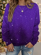 preiswerte Kunst &amp; Design Tops-Damen Pullover Sweatshirt Druck Aktiv Lässig Festival Langarm Rundhalsausschnitt Normale Oberteile Lässig Straße Alltagskleidung Blau Weinrot Purpur Fuchsie Grün Frühling Herbst Winter