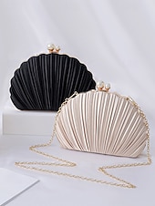 tanie Kopertówki i torebki wieczorowe-plisowana damska kopertówka z perłowym uchwytem – elegancka wieczorowa torebka, w wielu kolorach – idealna na wesela, imprezy i specjalne okazje