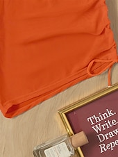preiswerte Bikini-Höschen-Damen dehnbare Boxershorts Badeanzug Rüschen Dehnbare Boxershorts Hohe Taille Aktivurlaub Einfarbiger ärmelloser Badeanzug