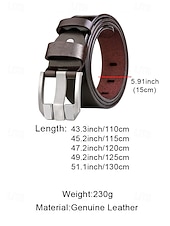 abordables Cinturones de hombre-Cinturón de piel auténtica para hombre – diseño clásico con hebilla de acero inoxidable, perfecto para regalos de Navidad y para uso diario.