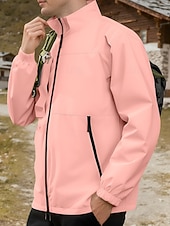 abordables chaqueta deportiva-Hombre Chaqueta al aire libre Chaqueta para senderismo Vacaciones Diario Resistente al Viento Mantiene abrigado Bolsillo Otoño Invierno Plano Moda Clásico Escote Chino Regular Amarillo Claro Negro