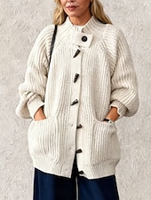 Недорогие свитшоты-Женский свитер, кардиган, шерстяная смесь, винтажный, повседневный, водолазка-хомутик, трикотажный, с длинным рукавом, обычный, трикотажный, повседневный, оливково-зеленый, темно-синий, осень-зима