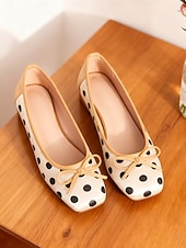 Χαμηλού Κόστους Ημέρα του Αγίου Βαλεντίνου-Γυναικείες μπαλαρίνες με πουά και φιόγκο – χαριτωμένο ρετρό στυλ δεκαετίας του 1950, ιδανικές για casual ντύσιμο, καθημερινές εξόδους και tea parties