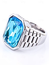 abordables Joyas para hombres-Anillo de titanio para hombre con gema grande de color – disponible en varios colores, diseño elegante para ocasiones informales y formales