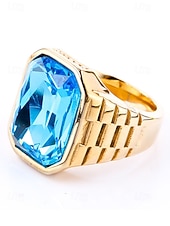 abordables Joyas para hombres-Anillo de titanio para hombre con gema grande de color – disponible en varios colores, diseño elegante para ocasiones informales y formales