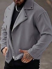 cheap Casual Jackets-Men's Lightweight Jacket Casual Jacket Vacation Daily Breathable Pocket Spring Fall Plain Fashion Classic Lapel Regular Apricot Black Khaki Gray Jacket