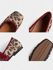 voordelige Platte damesschoenen-Mary Jane-flats met luipaardprint voor dames met fluwelen gespband – vintage stijl, perfect voor Kerstmis, feestdagen en dagelijks gebruik