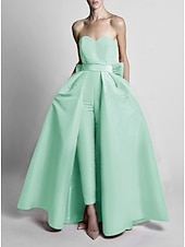 economico Abiti da ballo-Tute Staccabile Abito da Sera Elegante Minimalista Senza Maniche Scollo a Cuore Natale Ospite di nozze Tasca Tessuto Elasticizzato con Fiocco/Fiocchi Sopragonna