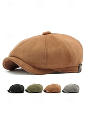 levne Pánské klobouky-Pánská polyesterová plochá čepice - více barev, stylový design, ideální pro běžné i formální nošení, pohodlný střih pro všechna roční období
