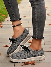 abordables Femmes-Chaussures rouges décontractées à lacets pour femmes - mocassins plats souples et antidérapants, chaussures confortables au quotidien pour Noël, le shopping et les voyages