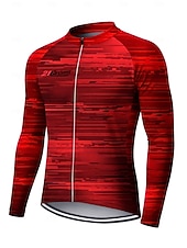 Χαμηλού Κόστους Ανδρικές φανέλες-Άντρες Φανέλα ποδηλασίας Ντάουνιλ Τζέρσεϋ Γεωμετρικό Αφηρημένο Χρώμα αντίθεσης Μακρυμάνικο Ποδήλατο Μπλουζάκι Αθλητική μπλούζα Ρούχα συμπίεσης με 3 πίσω τσέπες Ποδηλασία Βουνού Ποδηλασία Δρόμου