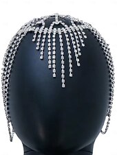 economico Accessori per Mascherata-copricapo da donna in cristallo stile Gatsby anni '20 - cerchietto vintage in strass stile flapper con catene per feste e cocktail in stile anni '20