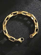tanie Biżuteria męska-męska bransoletka łańcuszkowa ze stali tytanowej – stylowa, trwała, idealna do noszenia na co dzień i na oficjalne okazje, dostępna w kolorze złotym i srebrnym