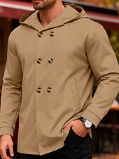 economico Giubbotti e cappotti da uomo-Per uomo Giacca Leggera Giacca Casual Giacca con Cappuccio All'aperto Quotidiano Doppiopetto Primavera Autunno Semplice Streetwear Quotidiano Con Cappuccio Regolare Blu Nero Verde chiaro Rosso Cachi