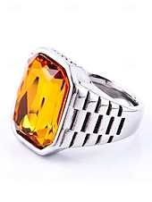 abordables Joyas para hombres-Anillo de titanio para hombre con gema grande de color – disponible en varios colores, diseño elegante para ocasiones informales y formales