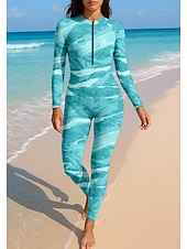 ieftine Rash guards One Piece-Pentru femei Bariere Iritatie Costume de baie pentru tot corpul Costum Scufundări din Piele Gradiant Fermoar Față Picior pe toată lungimea Spandex UPF50+ Uscare rapidă Înaltă Elasticitate Manșon Lung