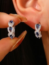economico Anelli da donna-orecchini da donna in lega di zirconi - elegante design a forma di lacrima con pietre multicolori, perfetti come regali di Natale e San Valentino