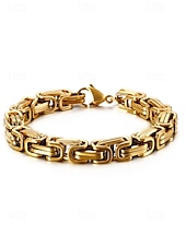 abordables Bijoux pour hommes-Bracelet pour homme en acier inoxydable à maillons bicolore noir et or, design élégant et résistant pour un usage quotidien et les occasions spéciales.