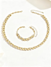 billiga Bröllop ACC-Halsband och armband i zirkonlegering för kvinnor – elegant guld- och silverfärgad, perfekt för speciella tillfällen och presenter