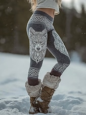Χαμηλού Κόστους Τέχνη &amp; Σχεδίαση Εκτύπωση-Γυναικείες Leggings Viking Boho Vintage Εθνοτικής Στιλ Πλήρους Μήκους Ψηλή Μέση Γραφικά Αφηρημένα 3D Εκτύπωση Γρήγορης Στεγνώματος Αναπνευστικότητα Μαλακοί Ελαστικοί Επίσημες Διακοπές Κρασιού