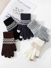 billige Herrehansker-Julehansker med berøringsskjerm til herre, flere farger, varm strikk med Fair Isle-mønster, ideelle for vinter- og høytidsaktiviteter