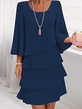  Dames Mini-jurk Feestjurk Cocktail jurk Bruiloft gast jurk Chiffon jurk Elegant Modieus Modern Buiten Avond Feest Feest Normale pasvorm Effen Korte mouw V-hals blauw Blozend Roze Rood Beige Zomer