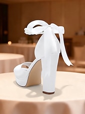 baratos Sandálias de Plataforma-Sandálias femininas de salto alto plataforma em cetim roxo com tira de pérolas no tornozelo - sapatos de festa glamorosos de bico aberto para eventos noturnos, casamentos e coquetéis.