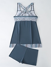 abordables Tankinis-Femmes Maillots de Bain 2 pièces Shorts Maillot de bain Dos nu Vacances Tenues de plage Graphique Col rond Sans manches Maillots de bain