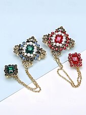 cheap Men's Ties &amp; Bow Ties-Men's Christmas Brooch Set - Elegant Alloy Material with Multi-Colored Gems and Pearls, Festive Chain Design for Suits, Parties and Holiday Occasions