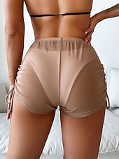 preiswerte Bikini-Höschen-Damen dehnbare Boxershorts Badeanzug Rüschen Dehnbare Boxershorts Hohe Taille Aktivurlaub Einfarbiger ärmelloser Badeanzug