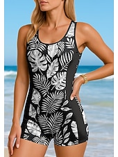 preiswerte One Pieces Rash Guards-Damen Anti UV Shirt Einteiliger Surfanzug Badeanzug Blumenmuster Reißverschluss mit integriertem BH Herausnehmbare Polsterung UV-Sonnenschutz UPF50+ Ultraleicht (UL) Ärmellos Bademode Bodysuit Surfen