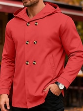 economico Giubbotti e cappotti da uomo-Per uomo Giacca Leggera Giacca Casual Giacca con Cappuccio All'aperto Quotidiano Doppiopetto Primavera Autunno Semplice Streetwear Quotidiano Con Cappuccio Regolare Blu Nero Verde chiaro Rosso Cachi