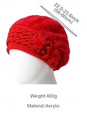 billige Juletilbehør-Dame vinterberet med 3D-blomster – mykt fuskepelsmateriale med fleecefôr, stilig strikkedesign, tilgjengelig i flere farger, perfekt for kaldt vær og høytidsklær