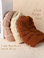 ieftine Pălării de damă-Căciulă tricotată pentru femei – disponibilă în mai multe culori, moale și elastică pentru o potrivire confortabilă, perfectă pentru iarnă și ținute casual.