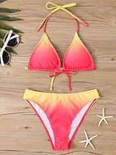 זול סטים של ביקיני-בגד ים נשים ביקיני 2 חלקים חיתולים שליטה בבטן מותן גבוהה רזה ללא גב ללבוש חוף חופשה צוואר טנסי גוון אחיד ללא שרוולים