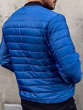 economico Piumini e parka da uomo-Per uomo Cappotto Invernale Giacca imbottita Tasca Poliestere Vacanza Abbigliamento quotidiano Data Regolare Moda Casual Confortevole Calore Termico Autunno &amp; Inverno Colore Solido / Tinta Unita Nero