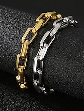 tanie Biżuteria męska-męska bransoletka łańcuszkowa ze stali tytanowej – stylowa, trwała, idealna do noszenia na co dzień i na oficjalne okazje, dostępna w kolorze złotym i srebrnym