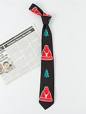 preiswerte Krawatten &amp;amp; Fliegen für Herren-Weihnachtskrawatte für Herren aus Polyester mit Weihnachtsmann-, Schneemann- und weihnachtlichen Motiven – festliche, verstellbare Fliege für Weihnachtsfeiern und festliche Anlässe